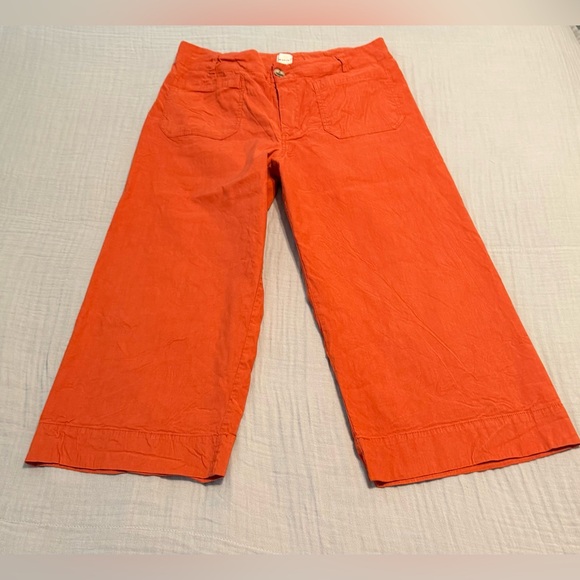 18W Maeve by Anthropologie The Colette Cropped Wide-Leg High-rise Pants Orange - Picture 5 of 10